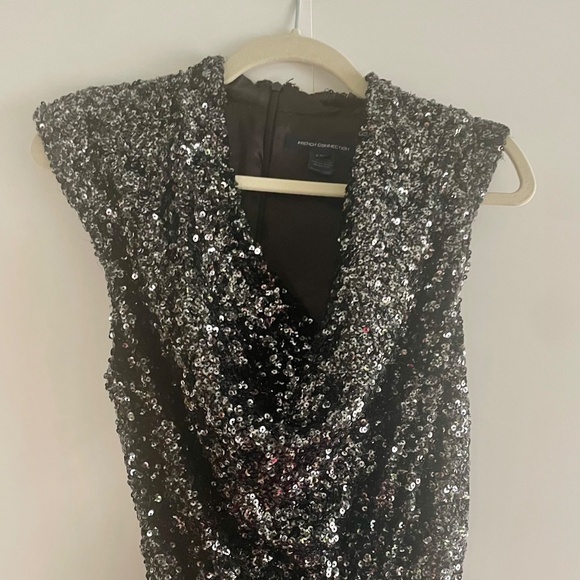 Cowl Neck Sequin Romper, Size M/L, French Connection - Picture 11 of 12